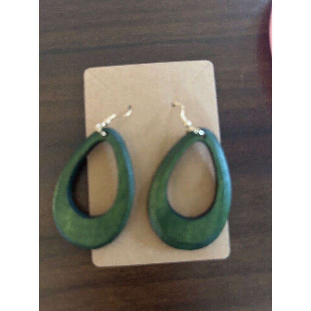 Simple DROP Style Wooden Jewelry Trendy Earrings GREEN